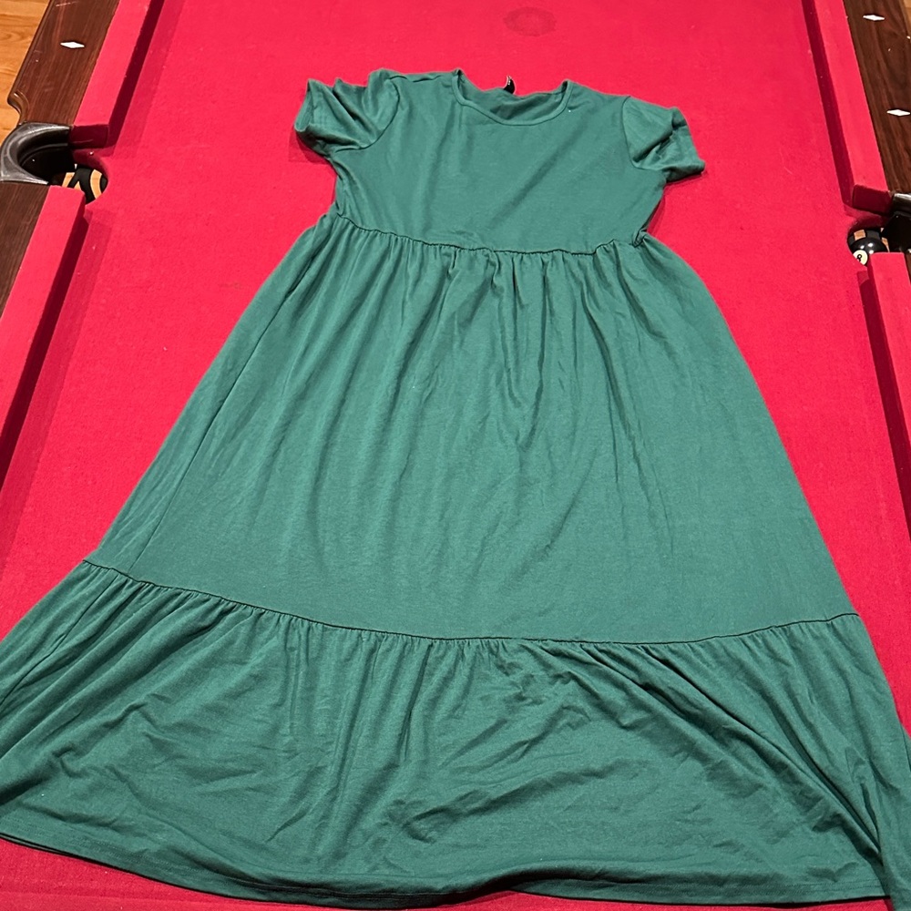 Girls' Emerald Green Short Sleeve Maxi Dress
